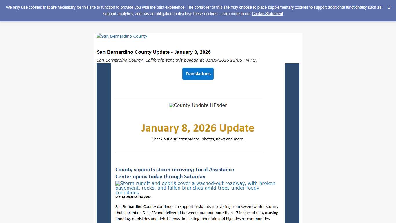 San Bernardino County Update - January 8, 2026